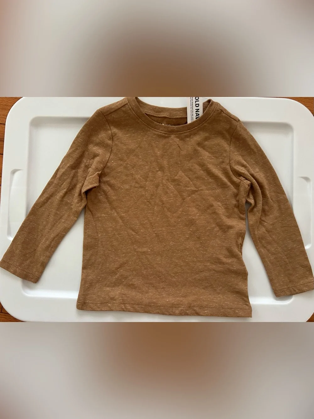 Old Navy Basic Longsleeve Shirt Tan Brown Toddler Boy 3T NWt